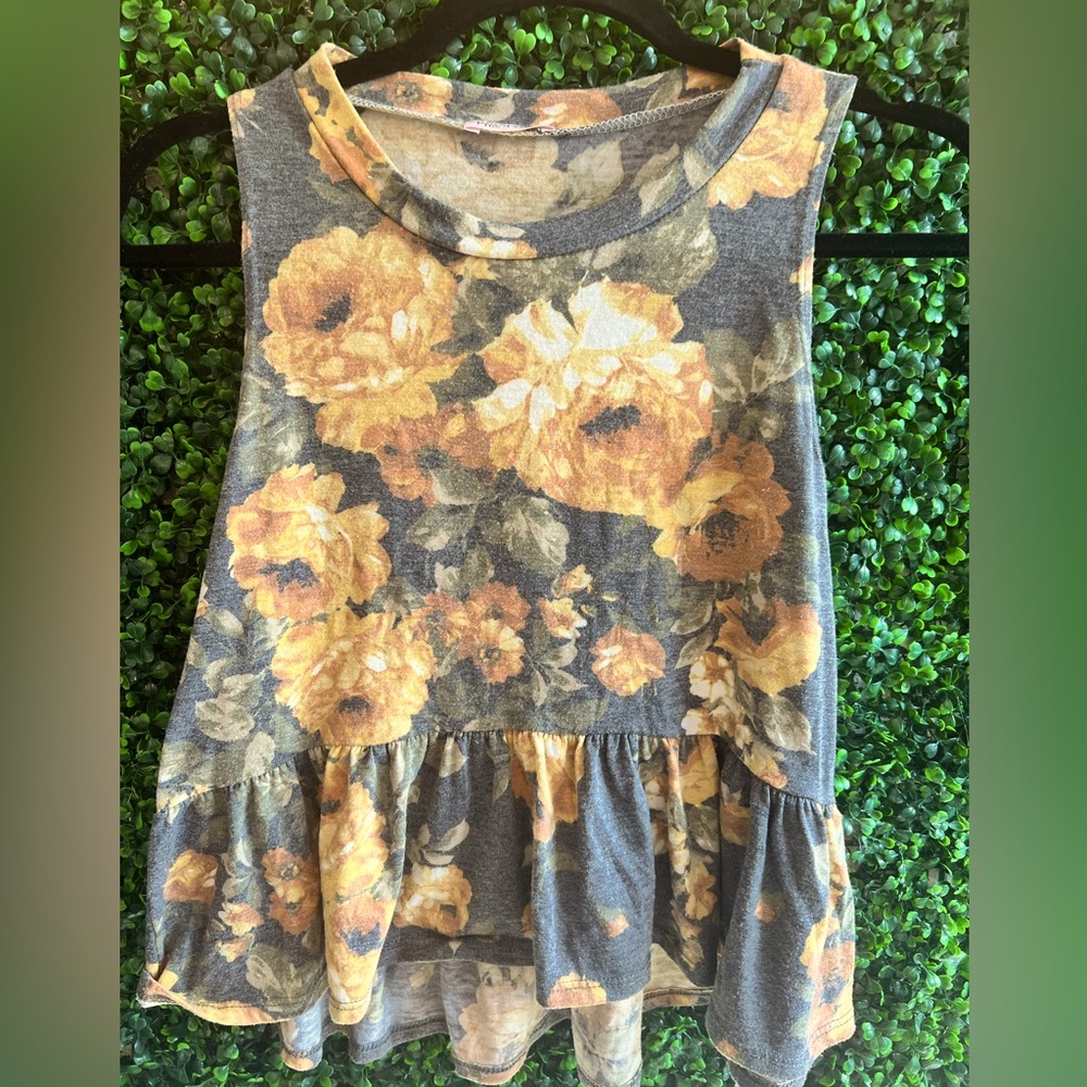 Medium Pink Peony dropped waist floral tank